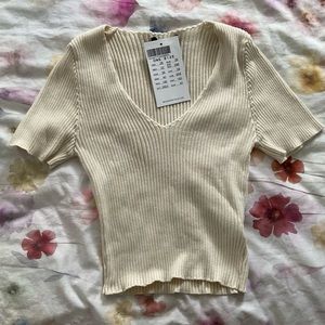 Brandy Melville John Galt Shirt Tan Cream New With Tags